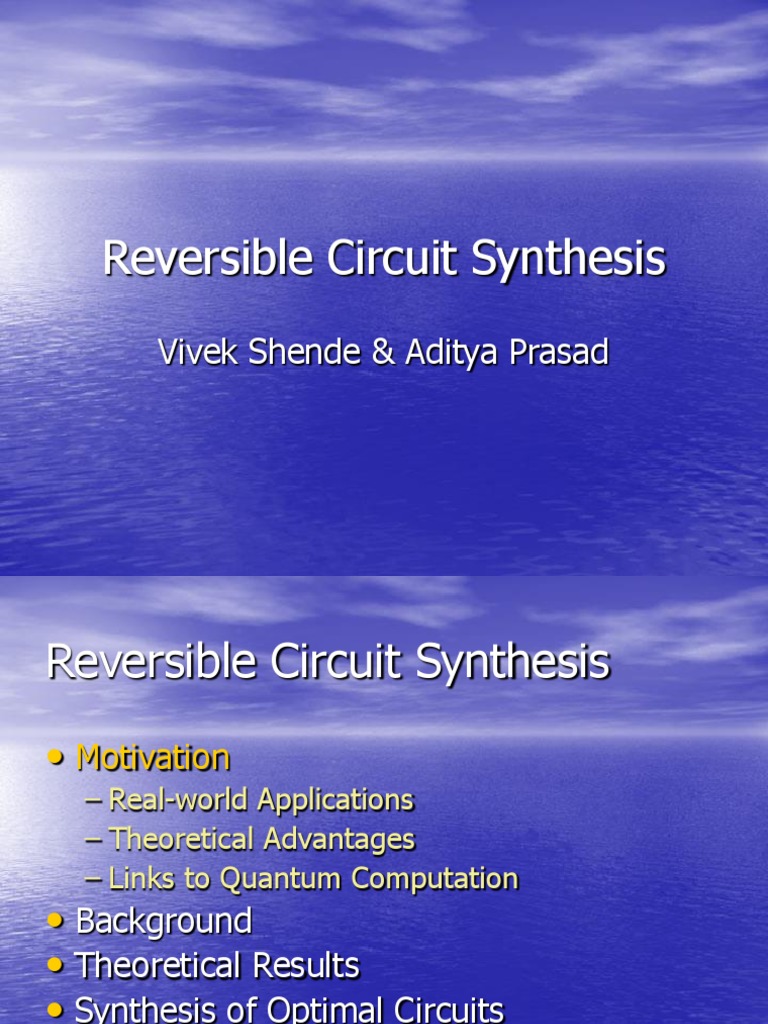 Reversible Circuit Synthesis Overview | PDF | Logic Gate | Electronic ...
