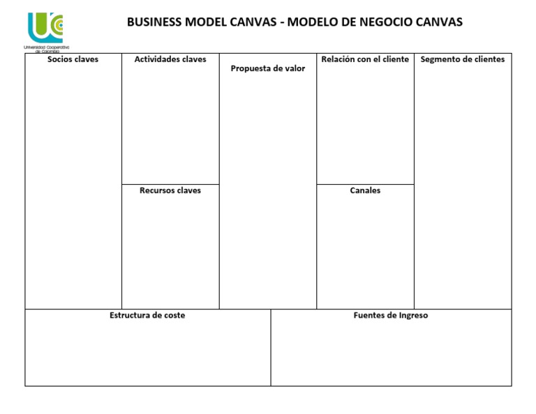 Modelo Canvas Plantilla Word | PDF | Negocios | Finanzas y dinero