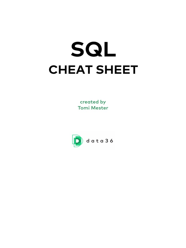 SQL Cheat Sheet For Data Scientists by Tomi Mester PDF | PDF | Computer ...