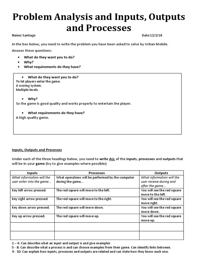 Problem Analysis and Inputs, Outputs and Processes | PDF | Input/Output ...
