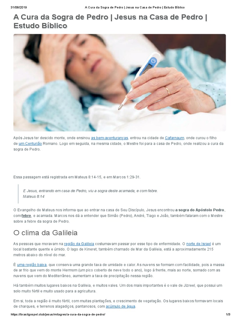 Cura da Sogra de Pedro: Estudo Bíblico | PDF | São Pedro | Galileia
