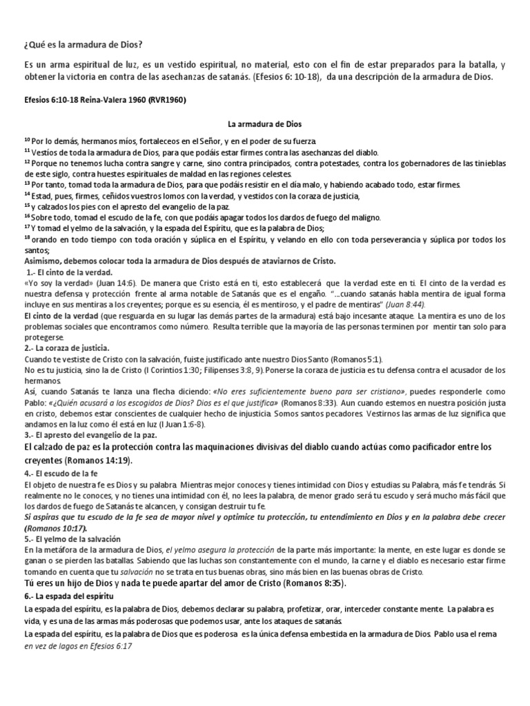 La Armadura de Dios en Efesios 6 | PDF | Cristo (título) | Fe