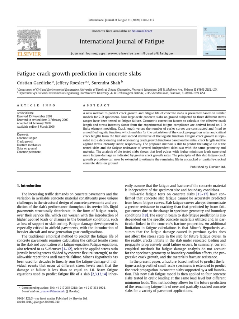 Predicting Fatigue Crack Growth in Slabs | PDF | Fatigue (Material ...