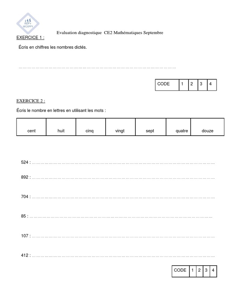 Évaluation Diagnostique Maths CE2 | PDF | Échecs | Théorie (échecs)