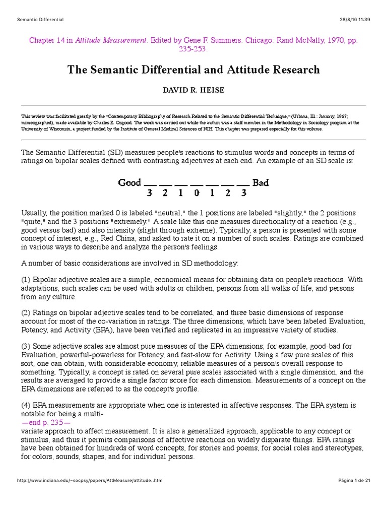 The Semantic Differential and Attitude Research | PDF | Attitude ...