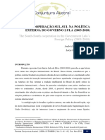 A Cooperação Sul-Sul Na Política Externa Do Governo Lula (2003-2010)