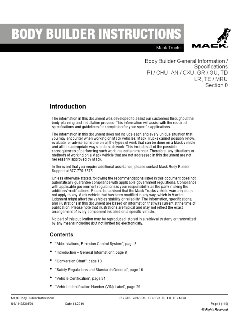 Body Builder Mack PDF Tonne Pound (Mass)