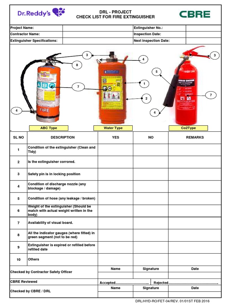 Drl - Project Check List For Fire Extinguisher: DRL/HYD-RO ...