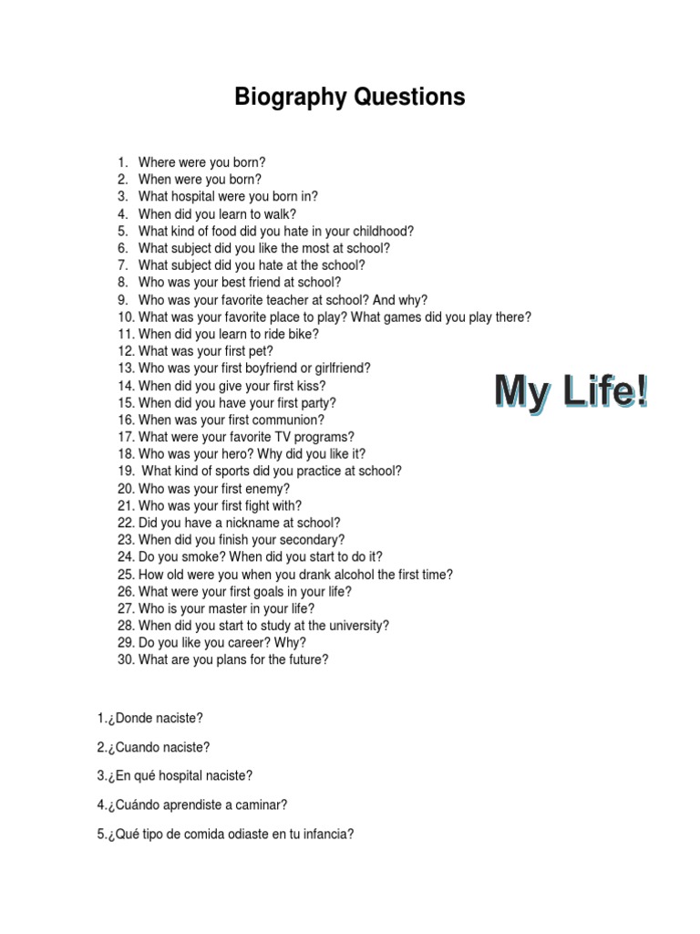 Biography Questions | PDF | Ocio | Deportes