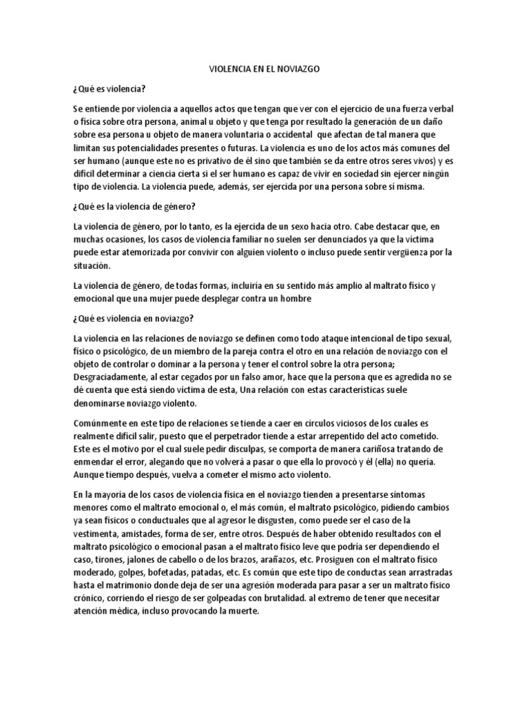 Violencia en el Noviazgo: Causas y Efectos | PDF | Violencia | La ...