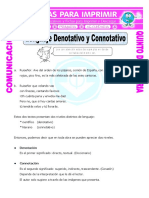 Ficha Lenguaje Denotativo y Connotativo para Quinto de Primaria