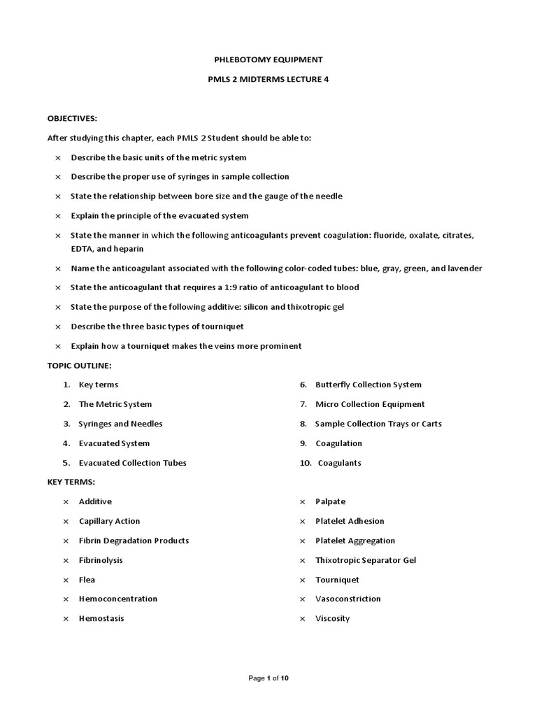 4 Phlebotomy Equipment | PDF | Coagulation | Tissue (Biology)