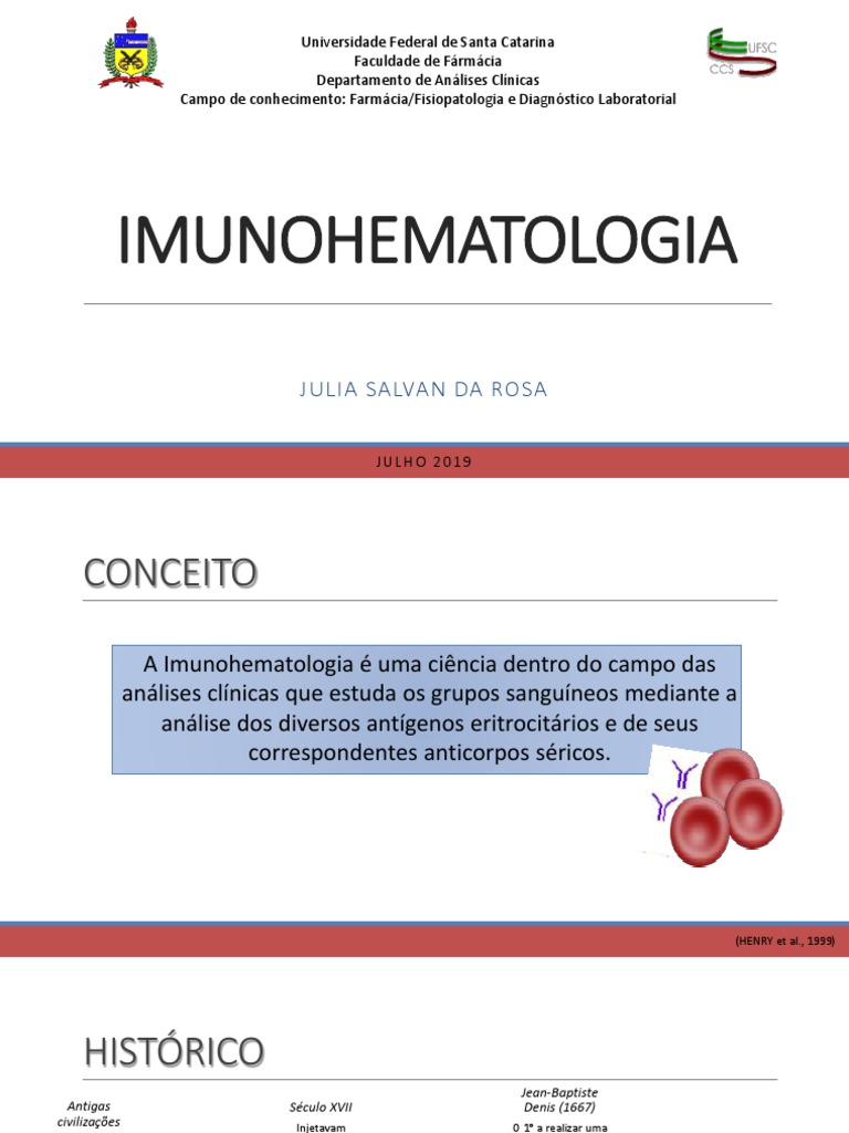 IMUNOHEMATOLOGIA | PDF | Tipo sanguíneo | Transfusão de sangue