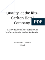 Quality at The Ritz-Carlton Hotel Company: A Case Study To Be Submitted To Professor Maria Herbal Endencia