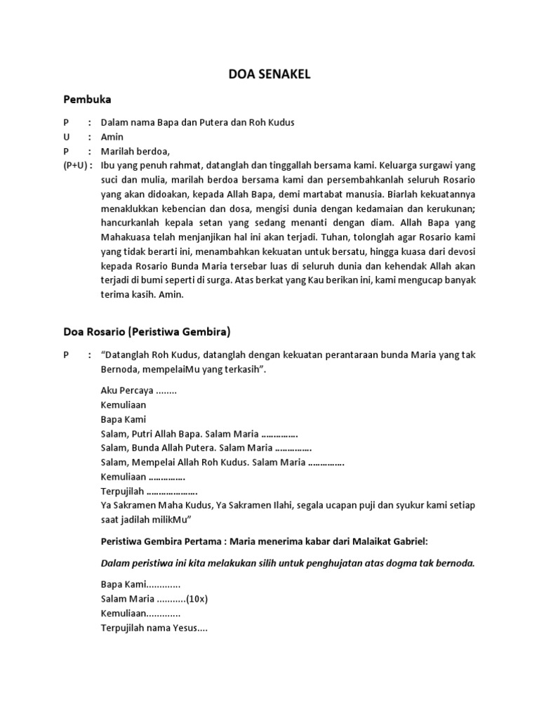 Draft Doa Senakel | PDF