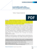 Fase Preanalítica. Punto Crítico en Las Pruebas de Diagnóstico Hematológico.