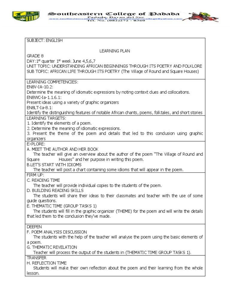 Final Learning Plan | PDF | Narrative | Folklore