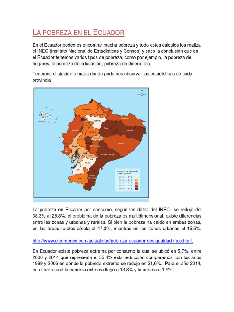 La Pobreza en El Ecuador | PDF | Pobreza | Pobreza e indigencia