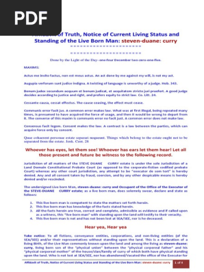 Affidavit of the Live Man