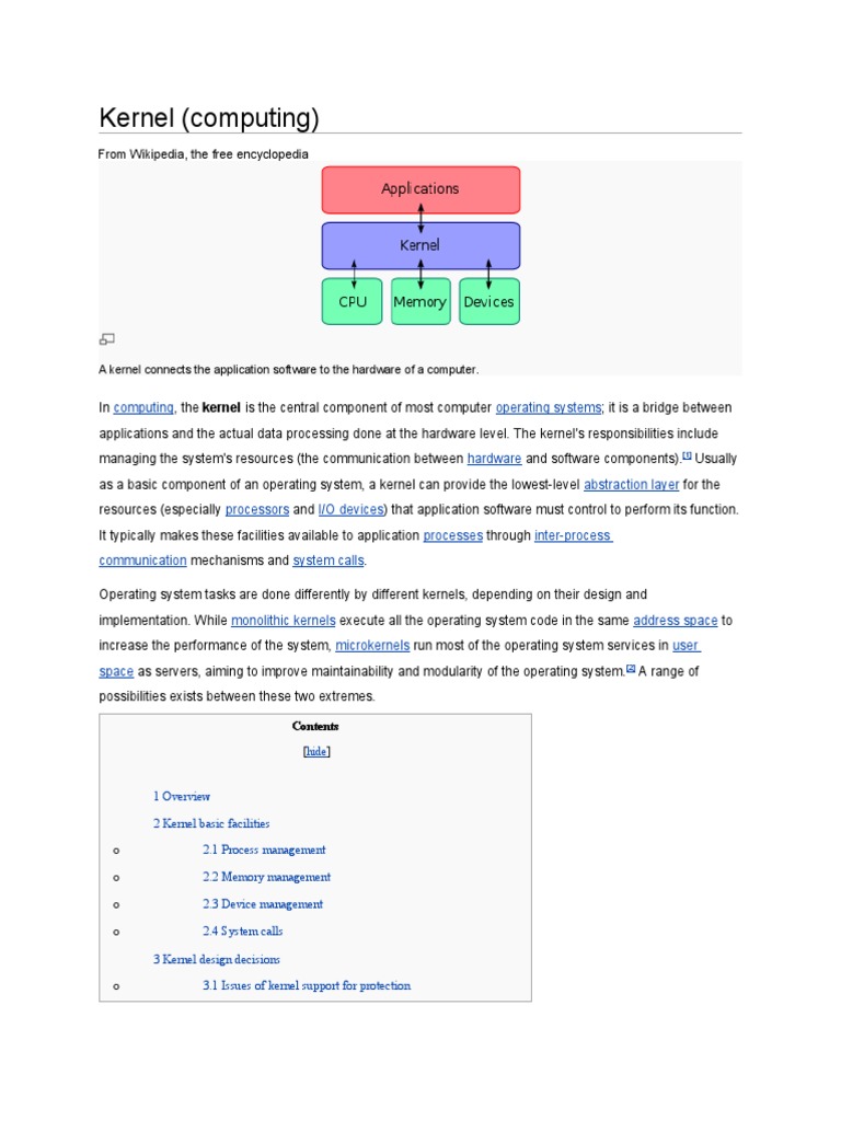 Kernel (Computing) : From Wikipedia, The Free Encyclopedia | PDF ...