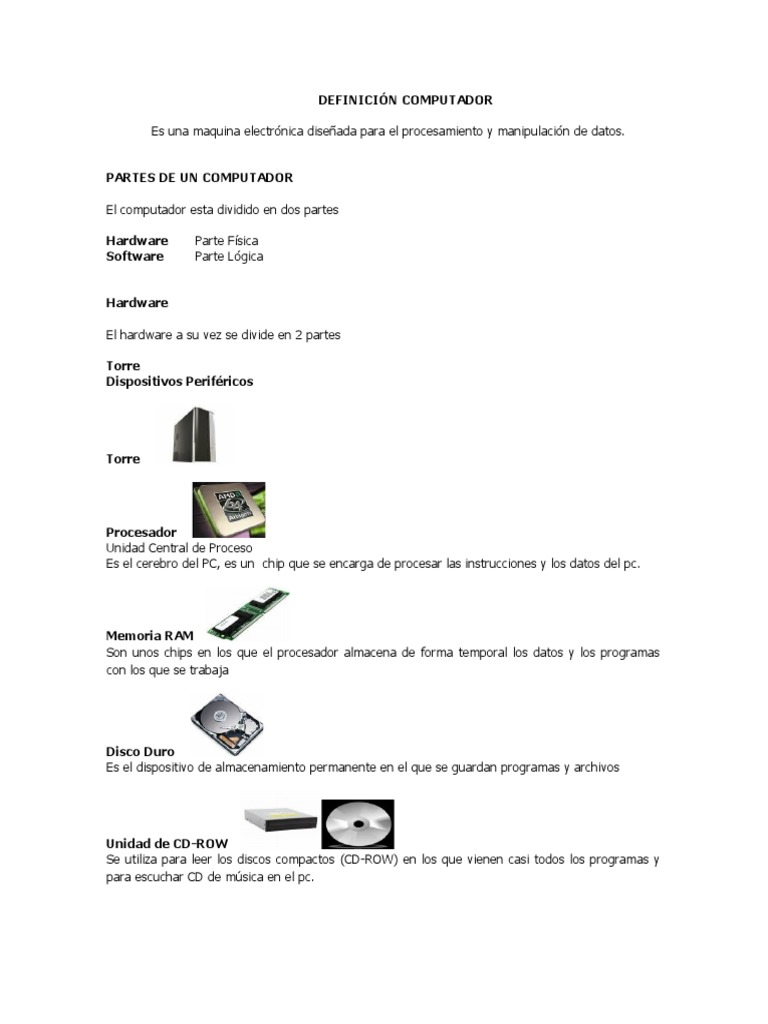 Partes Del Computador | PDF | Periférico | Hardware de la computadora