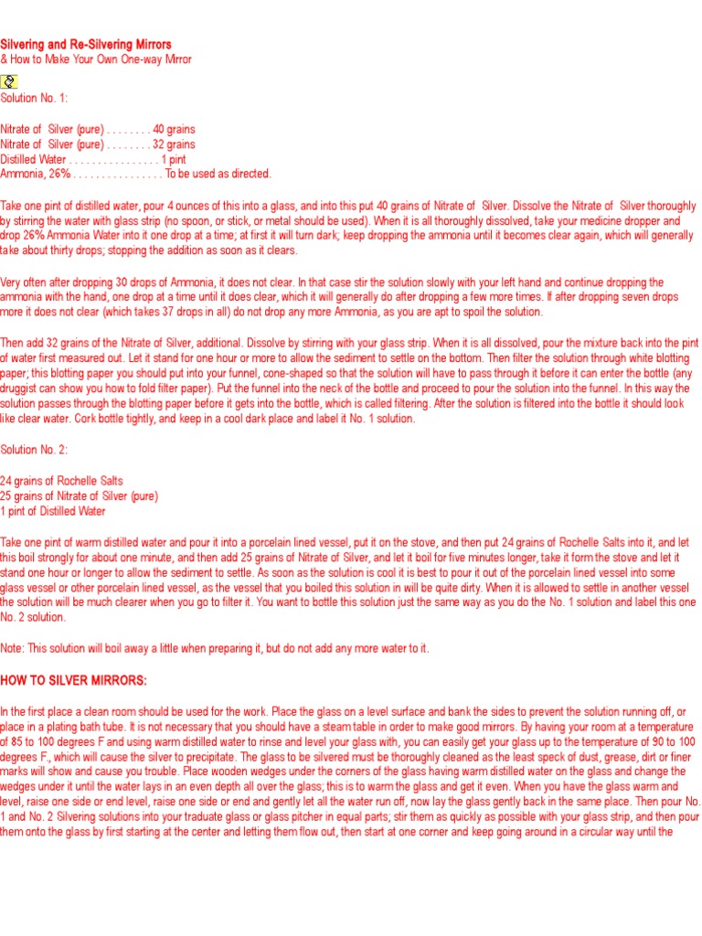 A Comprehensive Guide to Silvering Mirrors, Cleaning Glass, and