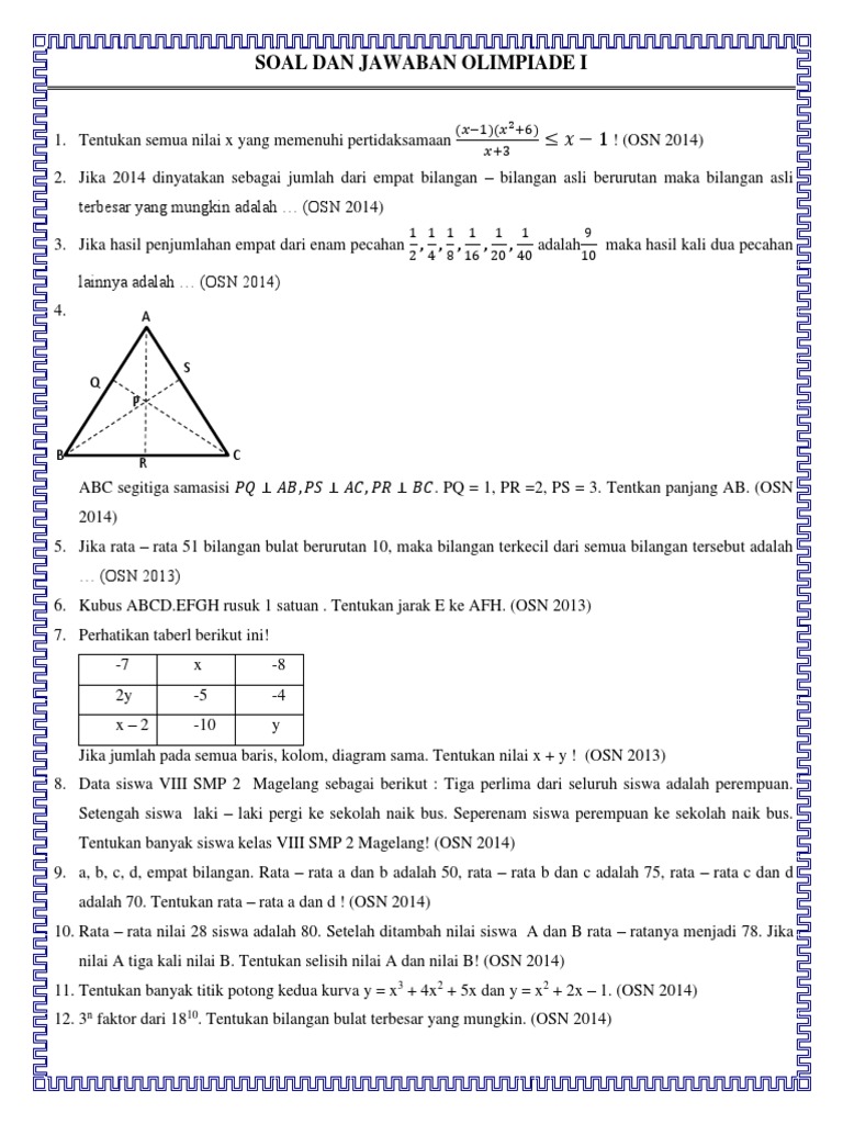 Kumpulan Soal Soal Olimpiade Docx