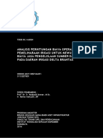 Analisis Perhitungan Biaya Operasi Dan Pemeliharaan Irigasi Untuk Mewujudkan Biaya Jasa Pengelolaan Sumber Daya Air Pada Daerah Irigasi Delta Brantas
