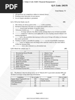 Financial Management Question Paper 2018 Sem1