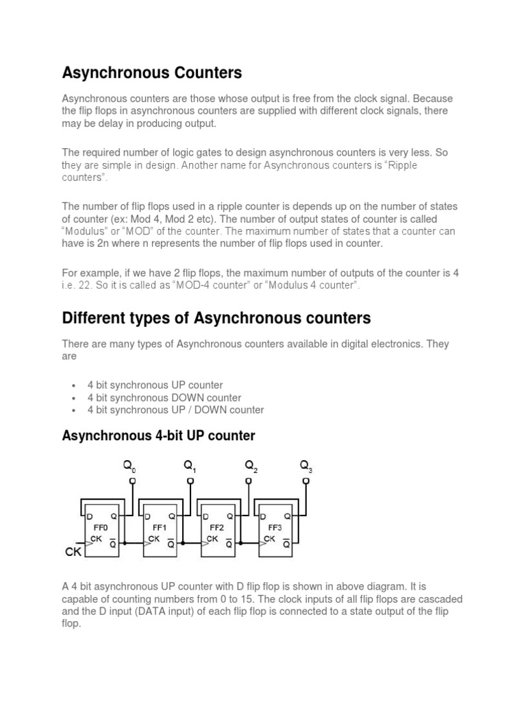 Asynchronous Counters: Asynchronous 4-Bit UP Counter | PDF | Office ...
