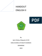 Handout English Ii: By: Aprin Wahyu Wijayanti, M.PD Hakli School of Health Sciences Semarang 2019