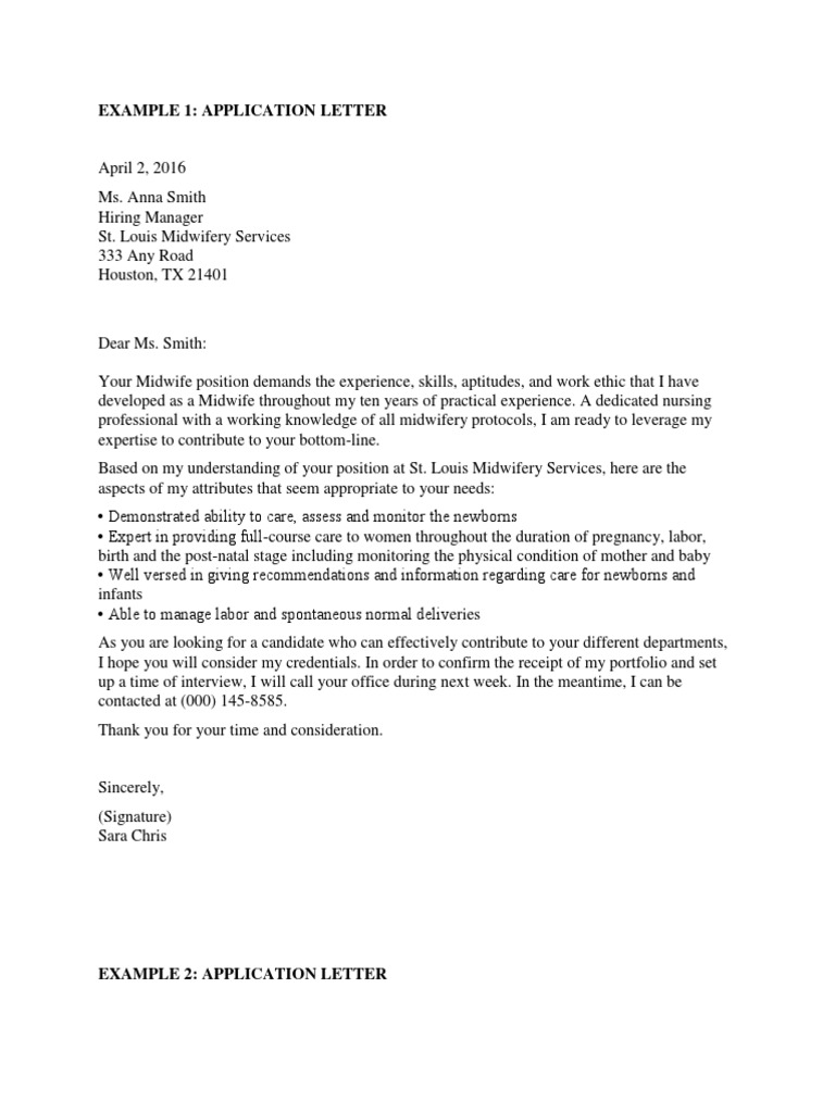 Application Letter | PDF | Midwife | Midwifery