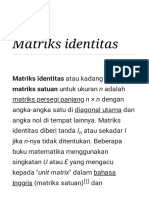 Matriks Identitas - Wikipedia Bahasa Indonesia, Ensiklopedia Bebas PDF