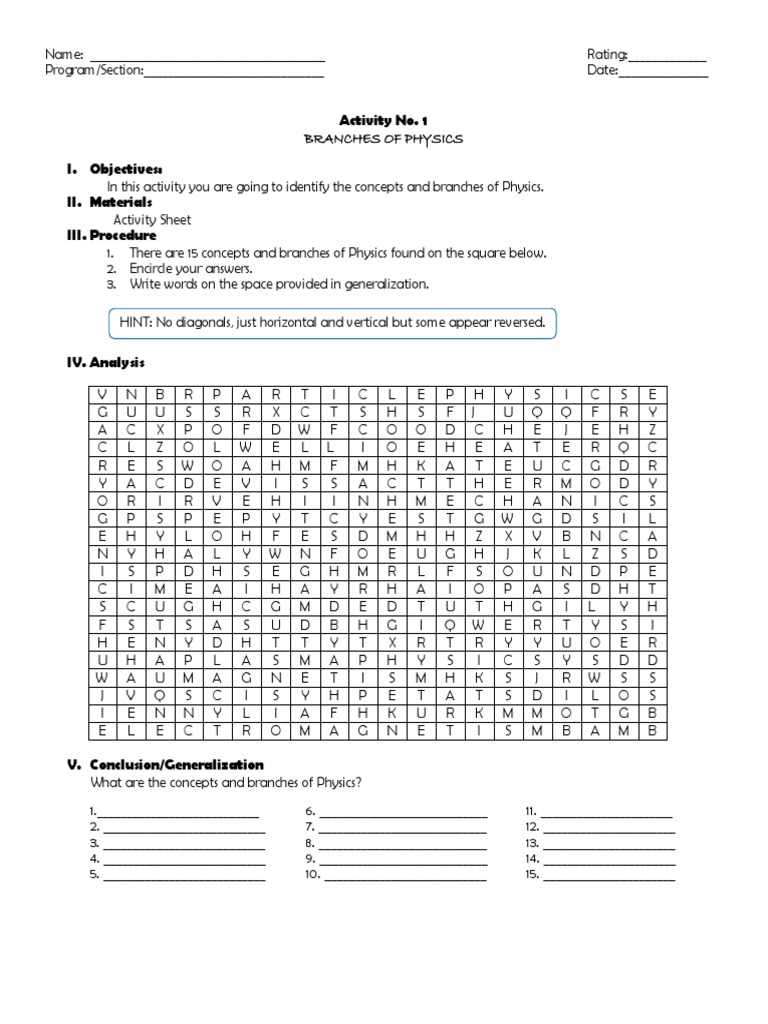 Activity No. 1 I. Objectives: II. Materials III. Procedure | PDF ...