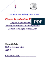 DTEA Sr. Sec. School, Pusa Road: To Find Refractive Index of Transparent Liquid by Using Plane Mirror and Equi-Convex Lens
