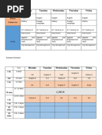 Week 1: Monday Tuesday Wednesday Thursday Friday