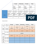 Week 1: Monday Tuesday Wednesday Thursday Friday