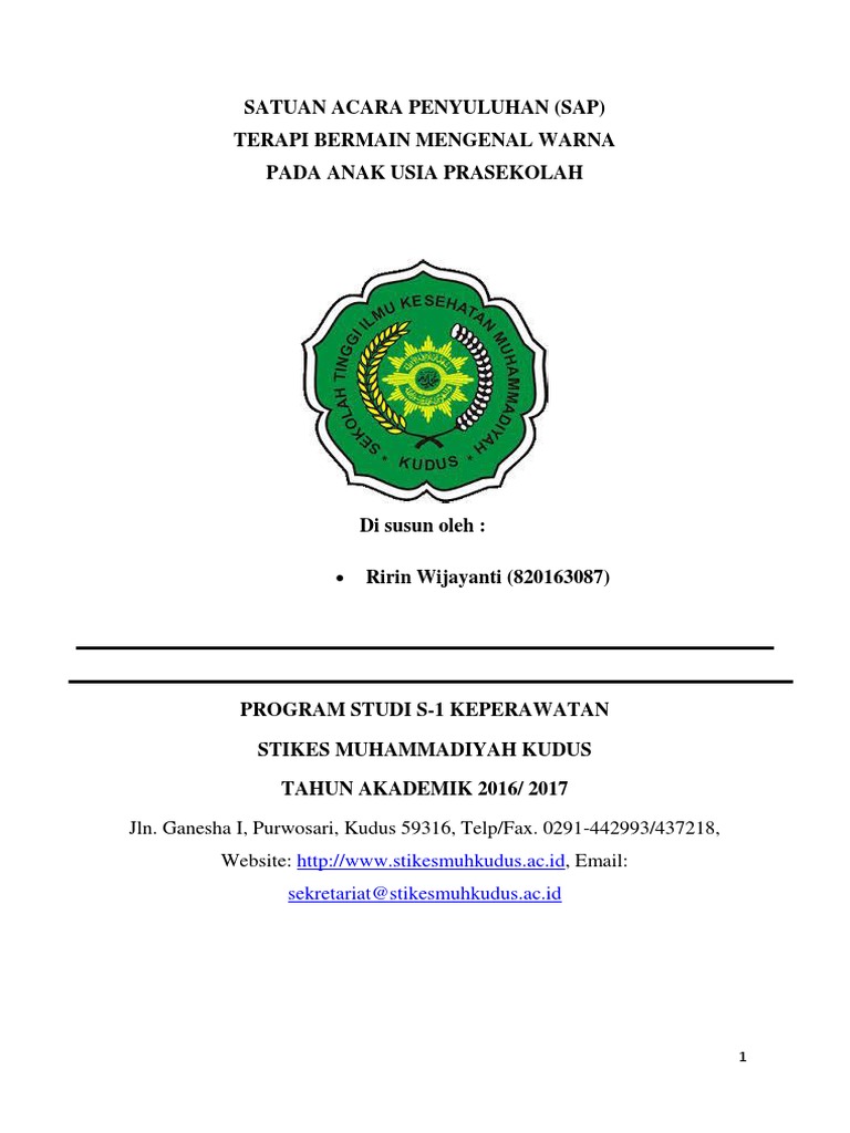 Satuan Acara Penyuluhan Terapi Bermain Mengenal Warna Pada Anak Usia Prasekolah Pdf
