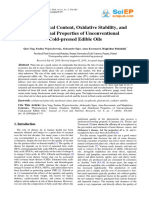 Phytochemical Content, Oxidative Stability, and Nutritional Properties of Unconventional Cold-Pressed Edible Oils