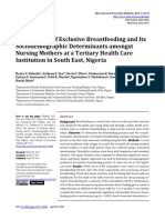 The Practice of Exclusive Breastfeeding and Its Sociodemographic Determinants Amongst Nursing Mothers