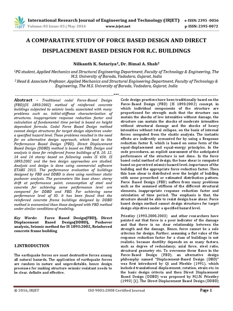 A Comparative Study of Force Based Desig PDF | PDF | Design | Beam ...