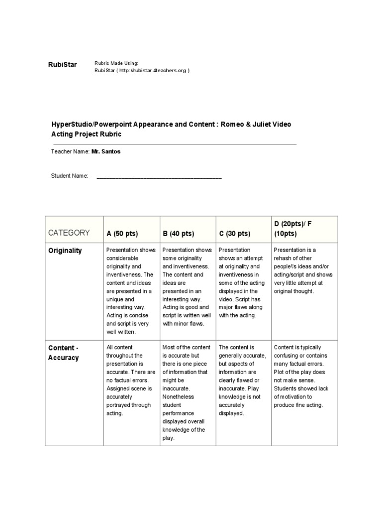 assignment rubric pdf