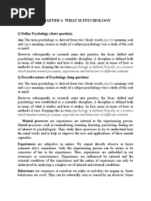 Psychology Class XI Chapter - 1 Notes Cbse