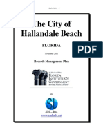 The City of Hallandale Beach Florida - Nov 2011-Records Management Plan