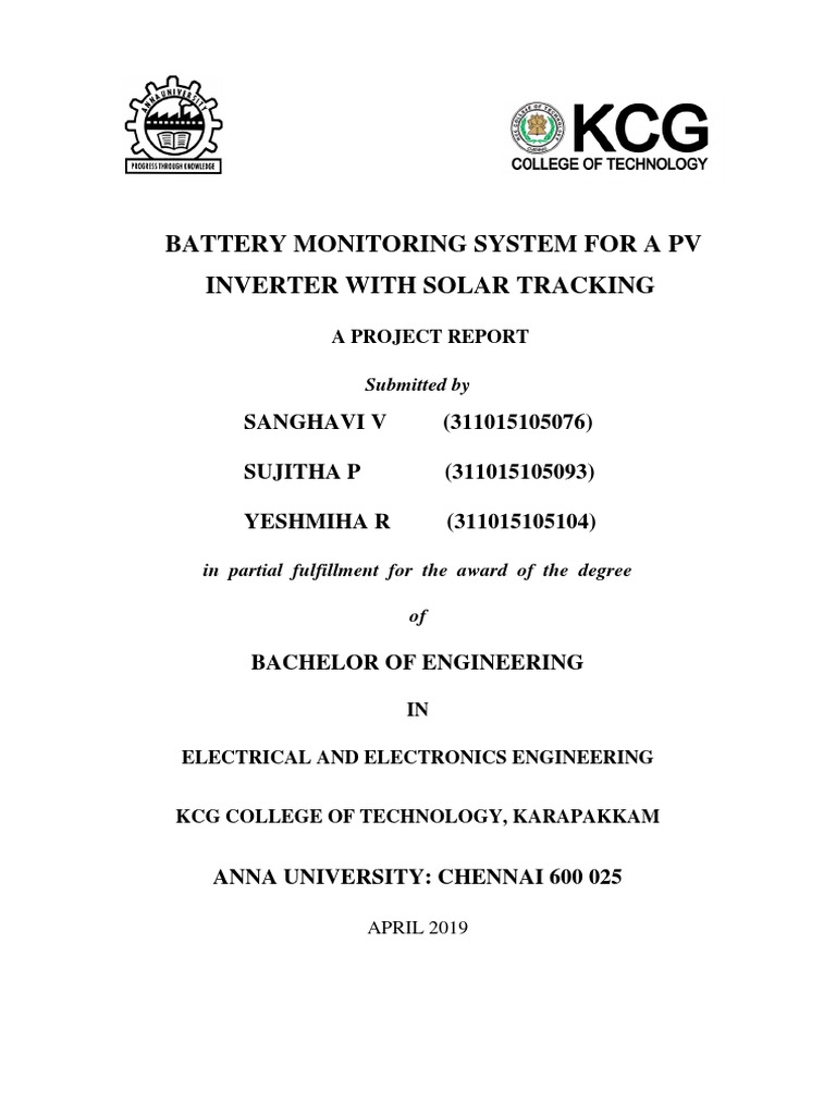 PV Inverter Battery Monitoring System | PDF | Photovoltaic System ...