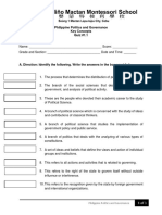 Philippine Politics and Governance Key Concepts Quiz #1.1