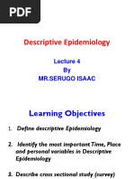 EPIDEMIOLOGY LECTURE 4 Descriptive Epidemiology