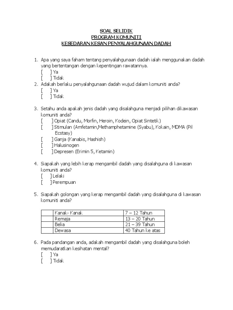 Soal Selidik Komuniti Farmakologi Pdf