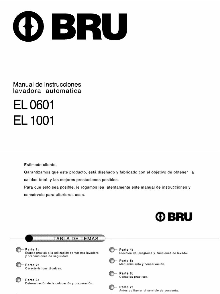 Alboroto Ventilación diluido BRU EL 0601 Manual de Uso | PDF