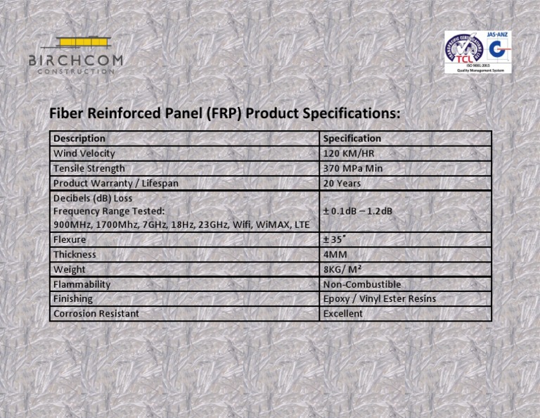 FRP Panel Specifications and Features | PDF | Computers